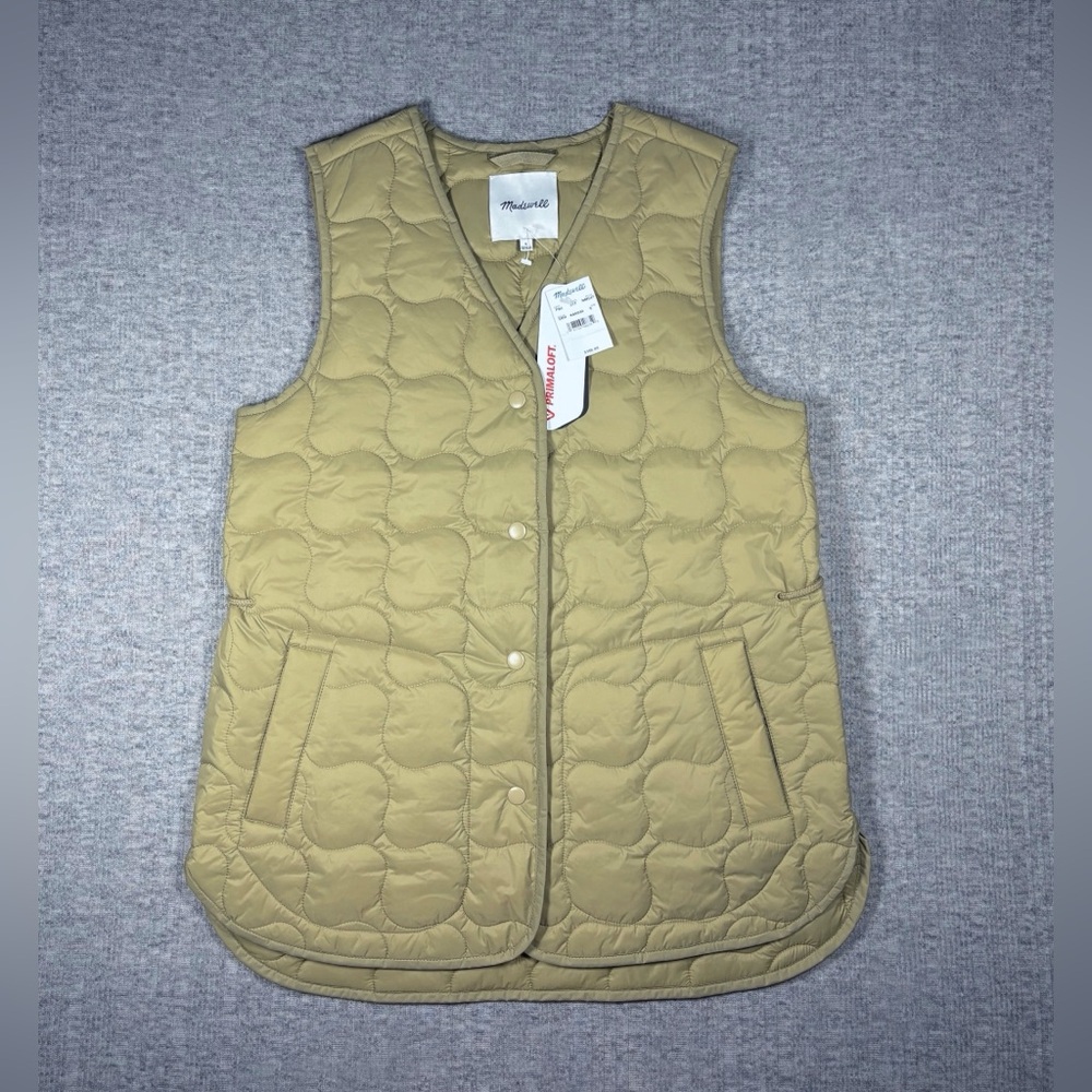Madewell Primaloft Vest Womens Size Small Beige Tan Quilted Button Front NWT